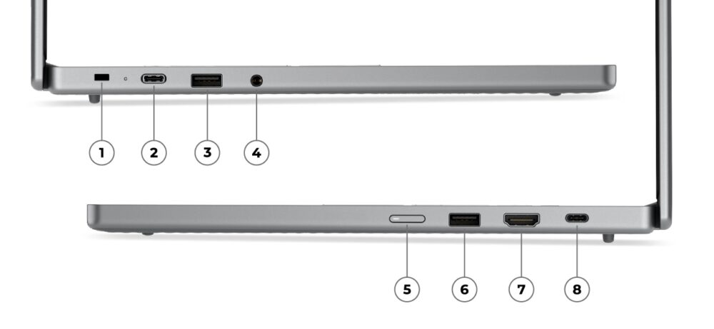 Lenovo Chromebook m Gen 10（15.3型 MediaTek）の側面（薄さと端子）