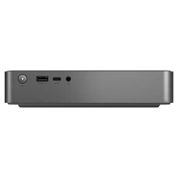 IdeaCentre Mini 01IRH10R(Intel)の前面(電源ボタンと前面の端子)
