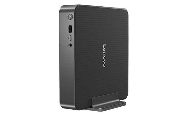 IdeaCentre Mini 01IRH10R(Intel)を付属の縦置きスタンドに立てたところ