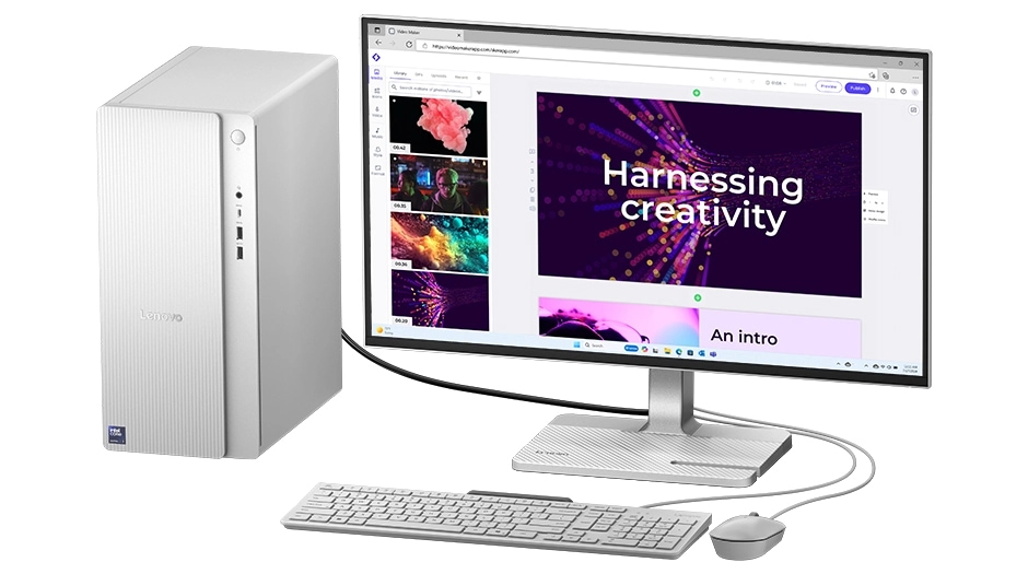 IdeaCentre Tower 17IAS10（Intel）をモニターにつないだところ
