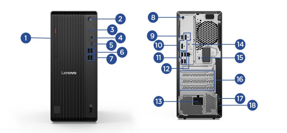 ThinkCentre M70t Tower Gen 6(Intel)の入出力端子