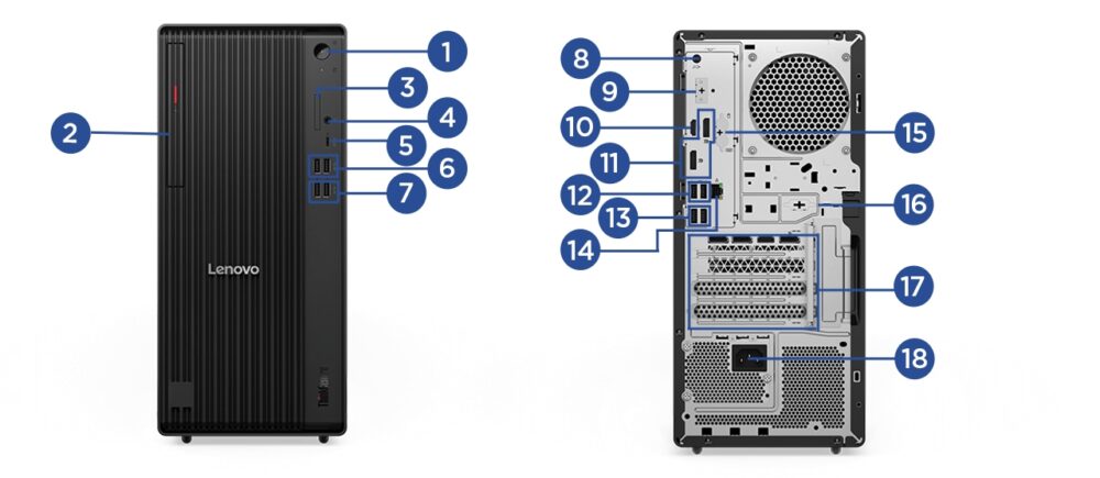 ThinkCentre M90t Tower Gen 6（Intel）の入出力端子