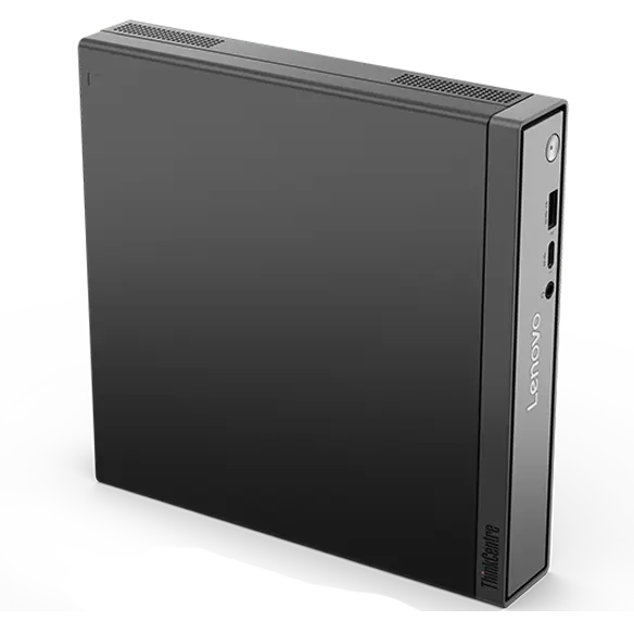 ThinkCentre neo 55q Tiny Gen 6(Ryzen 200シリーズ)を斜めから見たところ