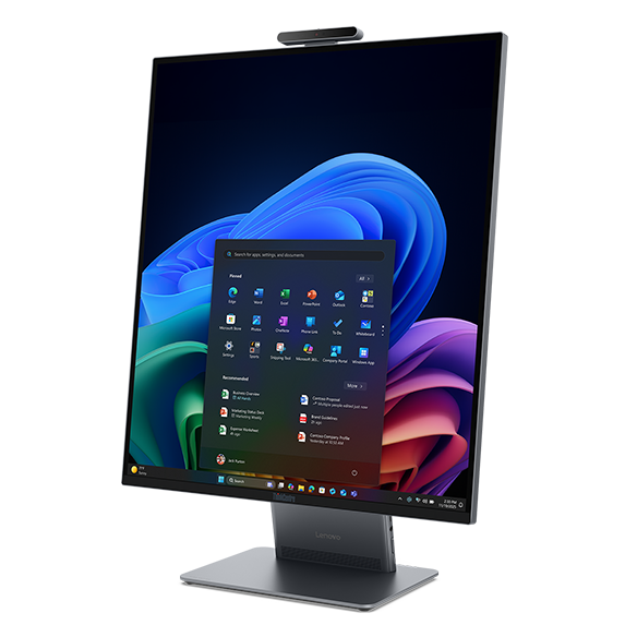 ThinkCentre X AIO Aura Edition(27.6型 Intel)の本体を斜め前から見たところ