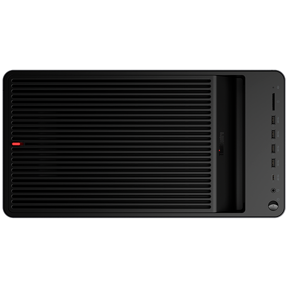 ThinkCentre X Tower(Intel)の本体を真上から見たところ(上面の端子)