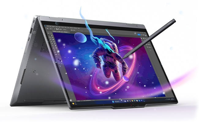 ThinkPad X1 2-in-1 Gen 11 Aura Edition をタブレットモードで使っている様子