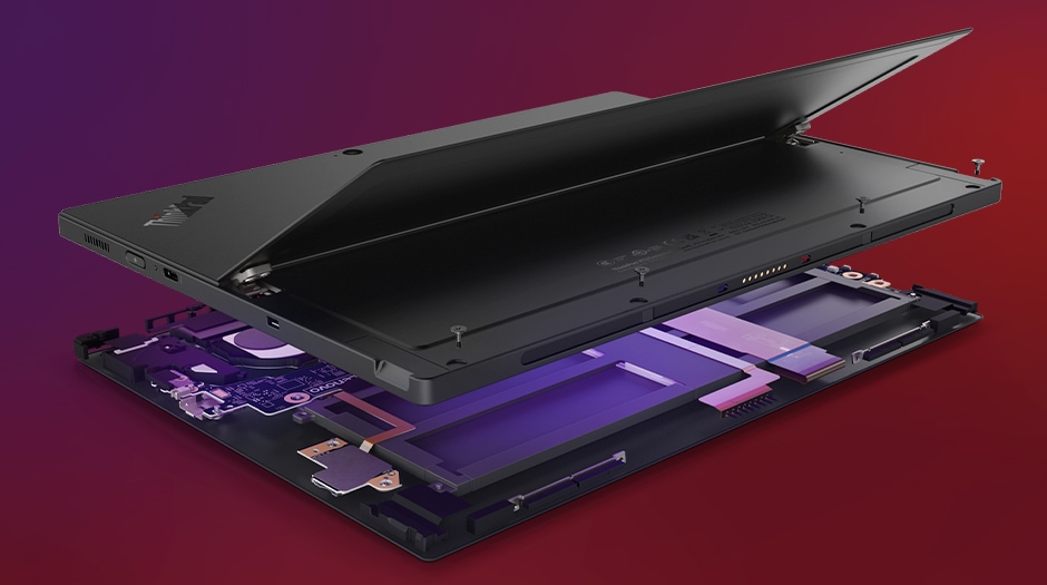 ThinkPad X13 Detachableのフォリオキーボードを装着した状態