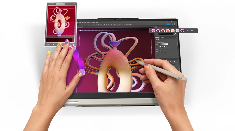 Yoga 7a 2-in-1 Gen 11(14型 AMD)を使っている様子