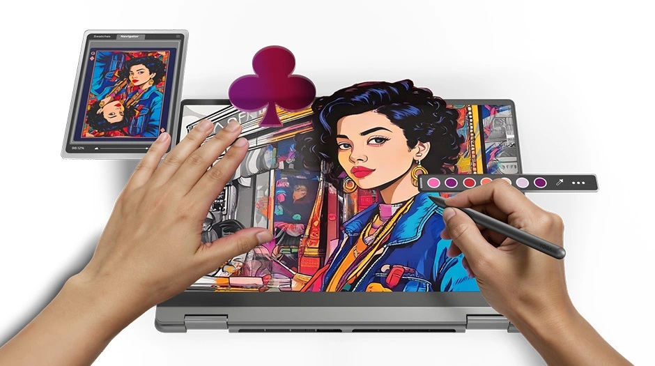 Yoga 7i 2-in-1 Gen 11 Aura Edition(16型 Intel)を使っている様子