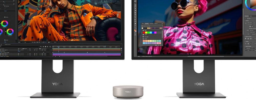 Yoga Mini 01IPH11(Intel)を2台のモニターにつないだ様子